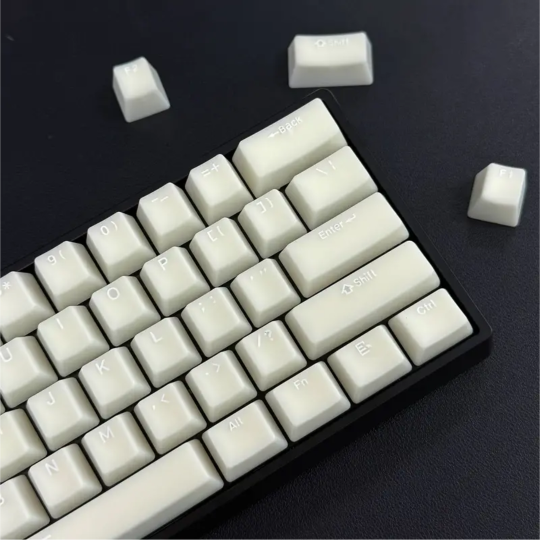114 Key PBT Keycap Set – Milky White, OEM Profile for Mechanical Keyboards