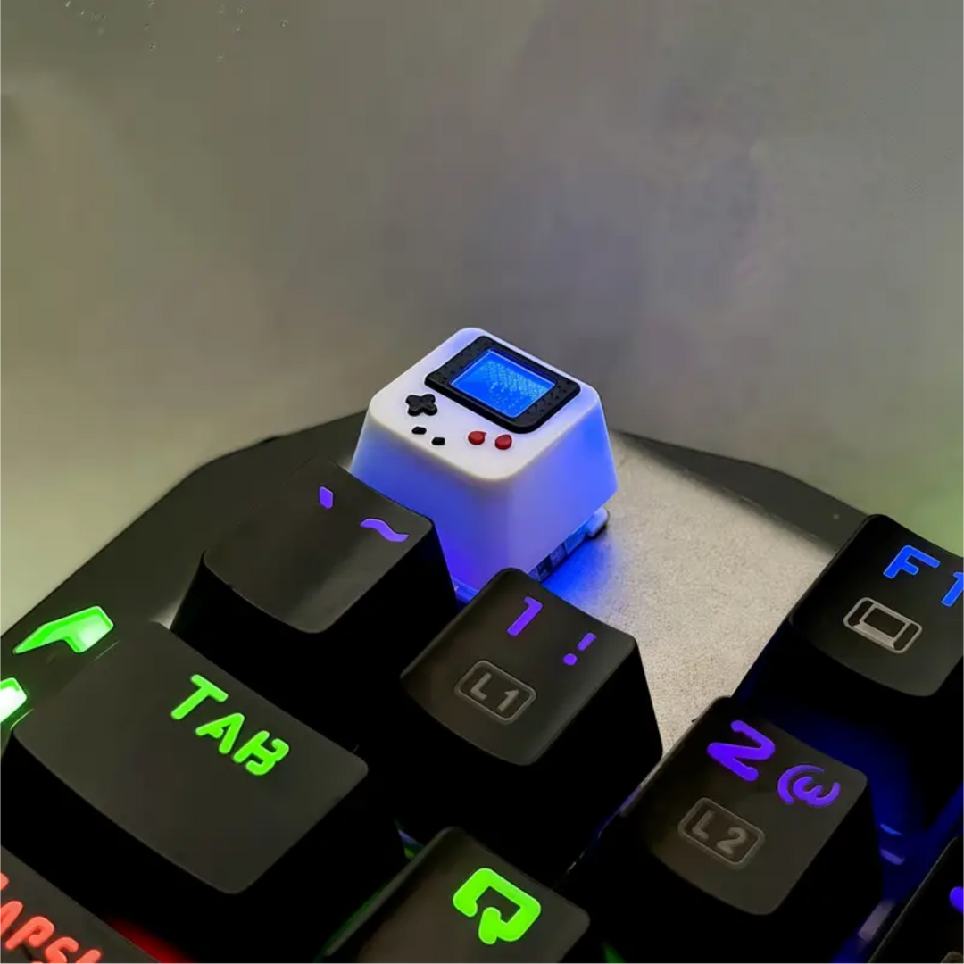 Transparent Gaming Console Keycap – Neon Design for Mechanical Keyboards