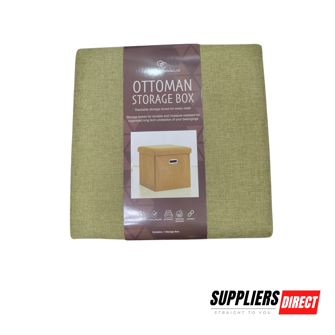 GC Gaveno Cavailia Foldable Storage Bench Box – Sage Green 38×38×38 cm – Multi-Purpose Ottoman for Home & Office