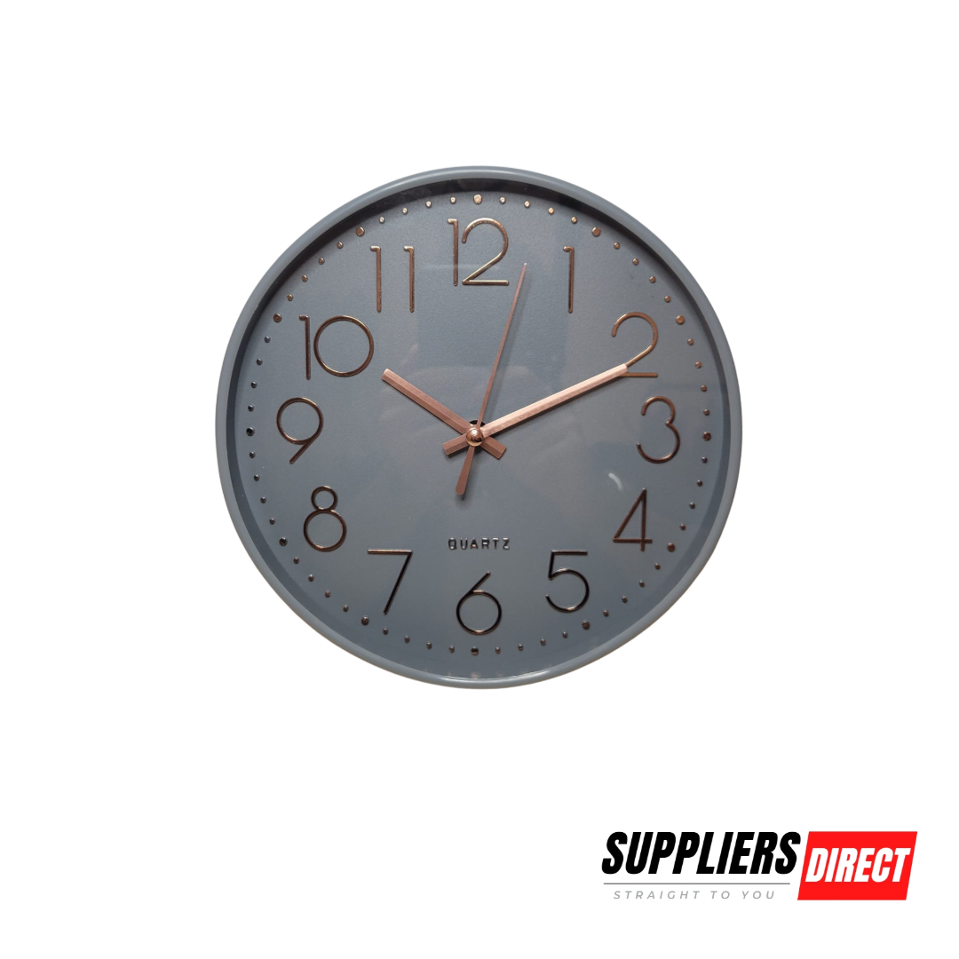 8-Inch Silent Non-Ticking Wall Clock – Modern Grey Quartz Design, Battery Operated