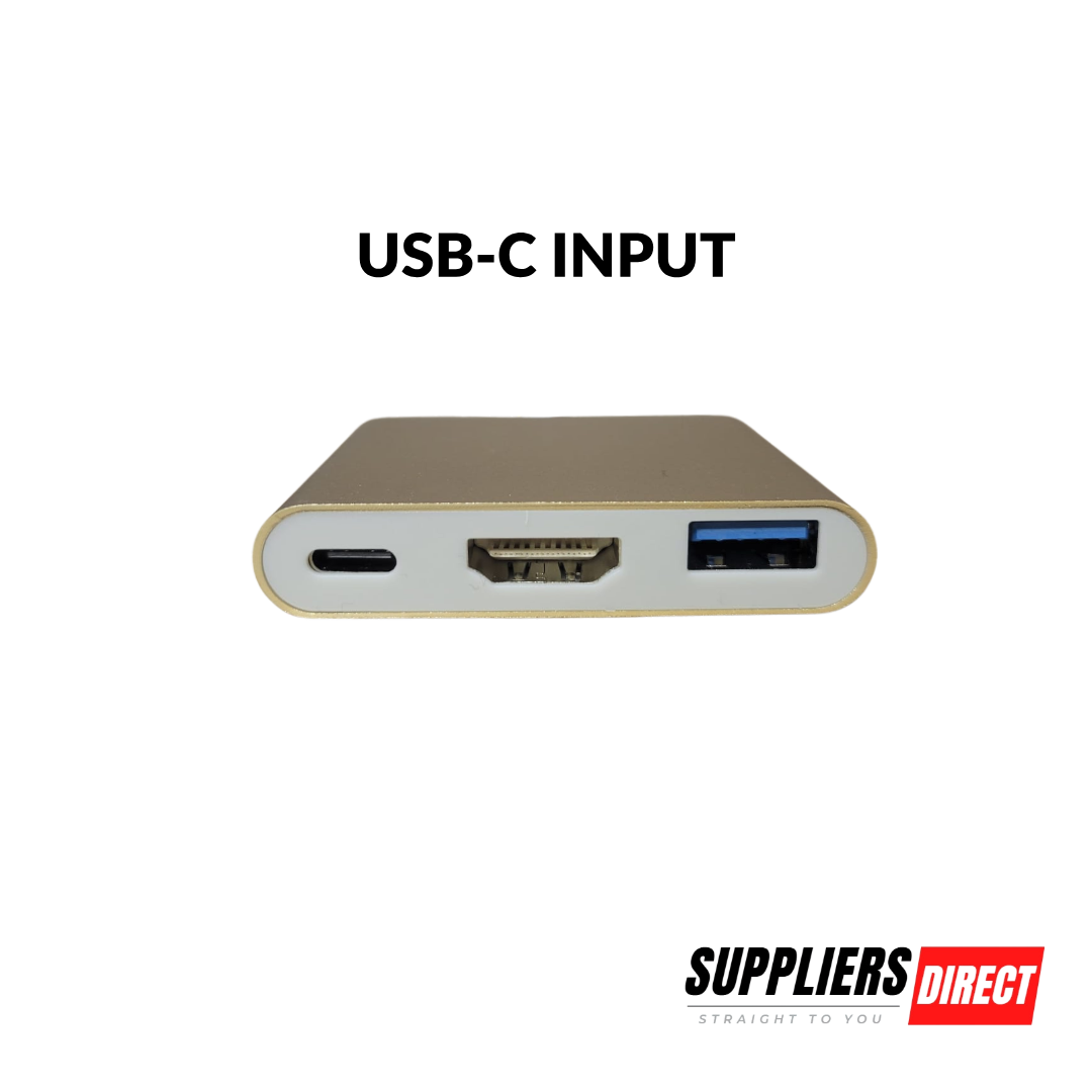 High-Performance USB-C 3-in-1 Multi-Port Adapter – 4K HDMI, USB 3.0 & USB-C Power Delivery