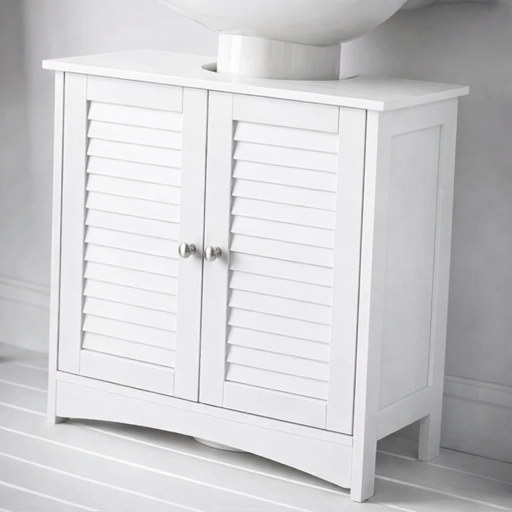 CARME Atlanta 3-Piece Bathroom Furniture Set – White - Under-Sink Cabinet, Wall Mirror Unit & Toilet Roll Holder (OFFER)