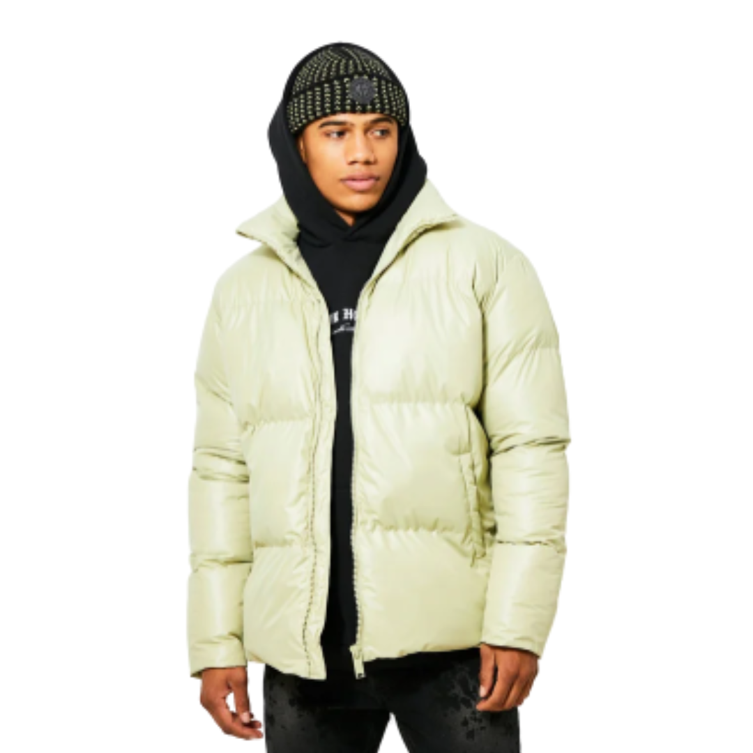 Oversized Funnel Neck Mid-Length Puffer Jacket – Quilted Polyester, Warm & Stylish Winter Coat