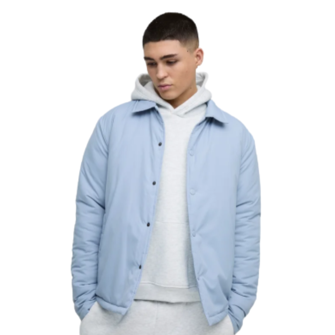 Regular Fit Nylon Coach Jacket – Lightweight Collared Jacket with Long Sleeves