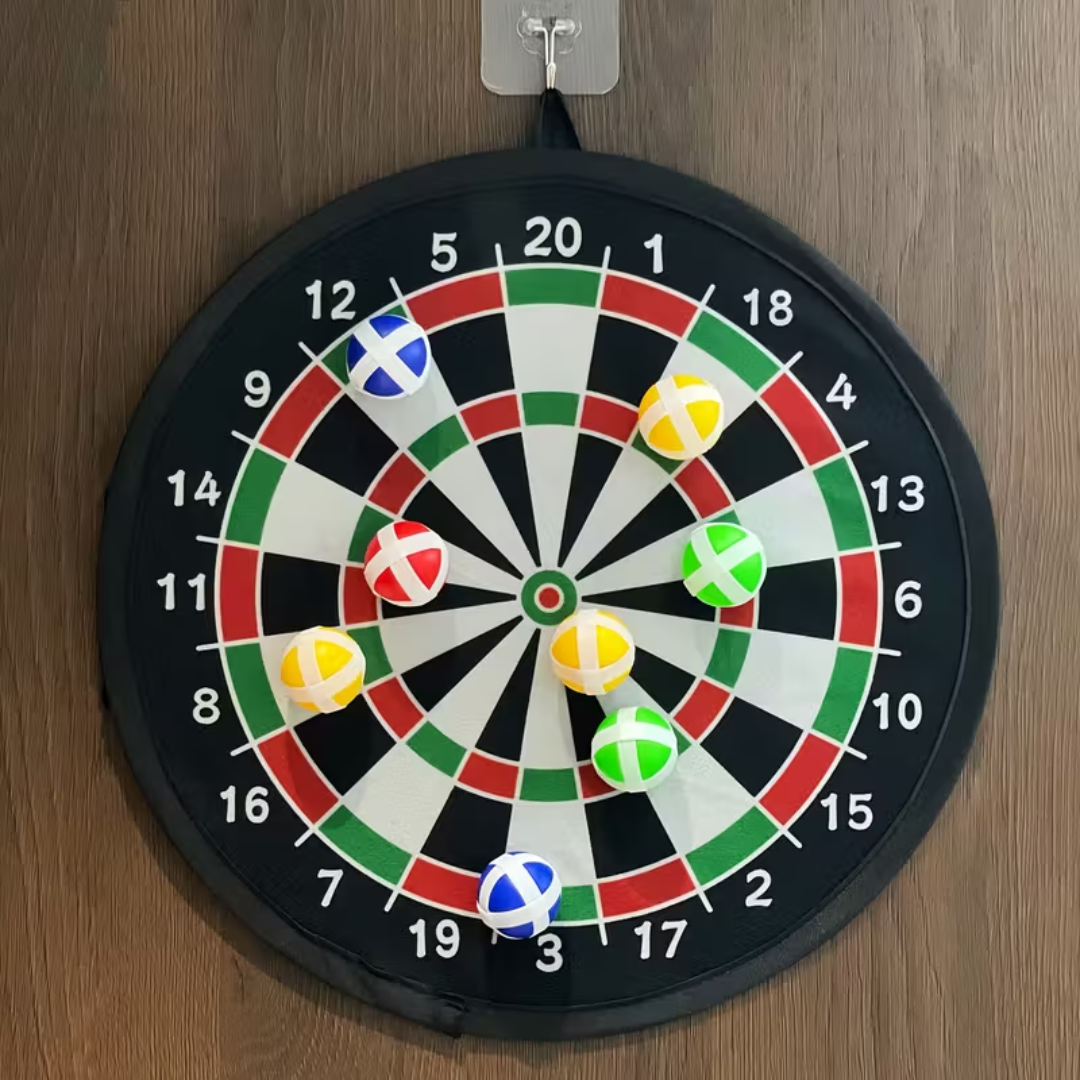 12 Sticky Ball Dartboard Set – Safe Kids’ Dart Game for Indoor & Outdoor Play, Party Fun & Holiday Gifts
