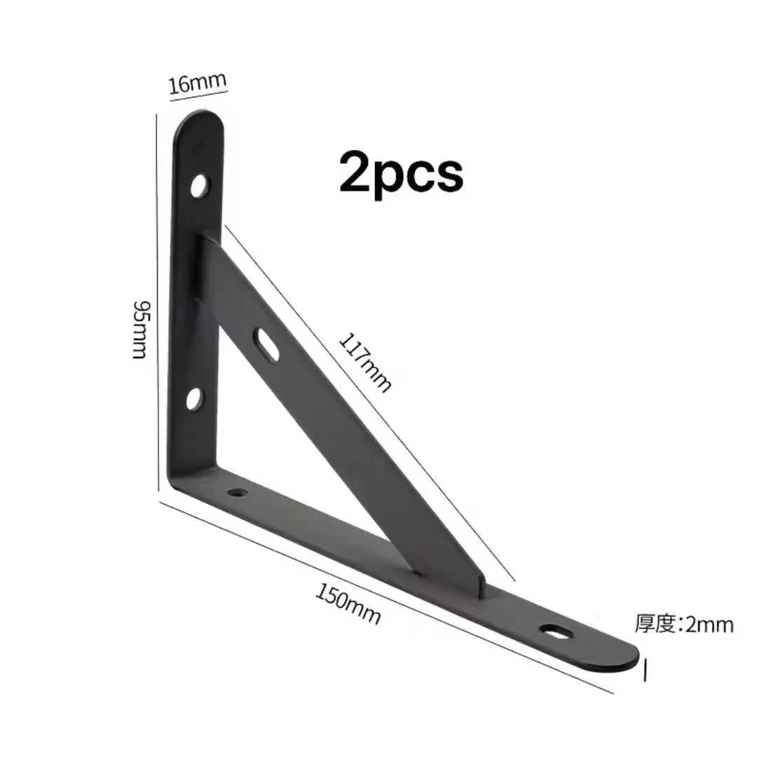 2pcs Wall-Mounted Triangle Shelves – Heavy-Duty Adjustable Bracket Storage Racks (136kg Capacity) for Kitchen, Bathroom & Bedroom