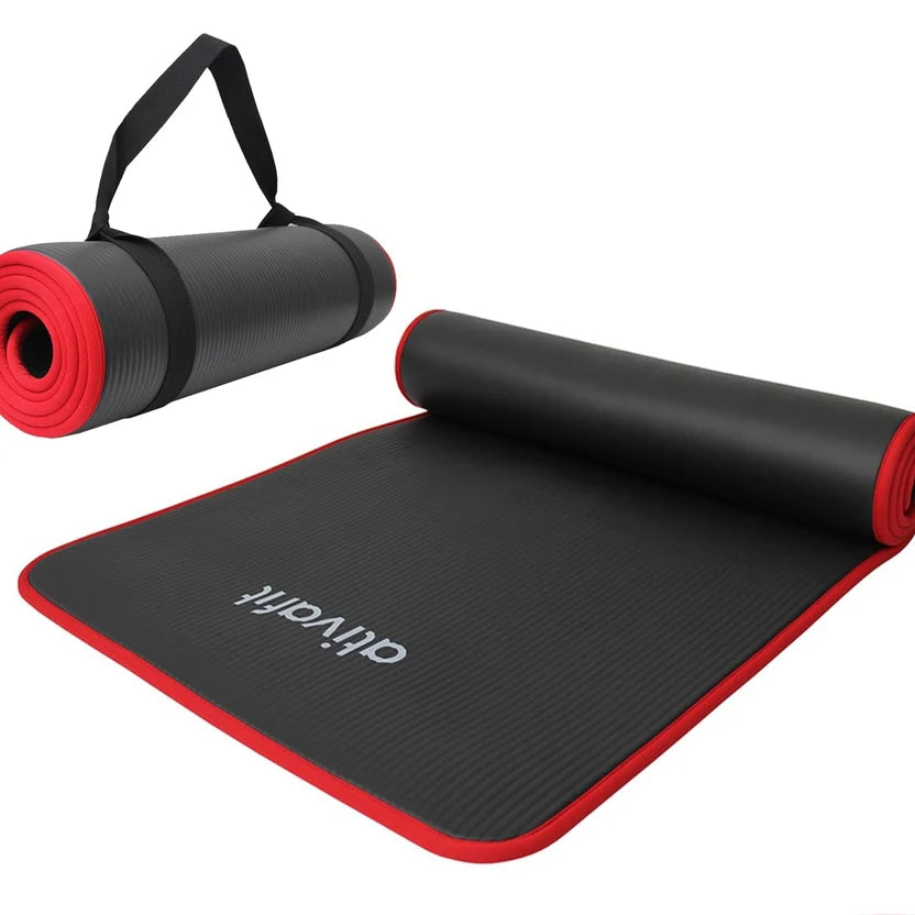 ATIVAFIT 10mm NBR Yoga & Exercise Mat 72" x 24" – Non-Slip with Carry Strap