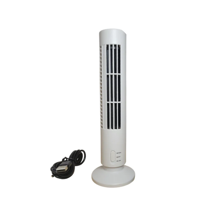 13-Inch White Tower Fan (Model SBA-00235) – USB Powered Desktop Cooling Fan