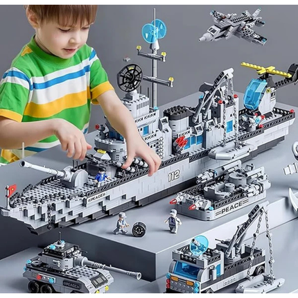 1412PCS Warship Building Toy 6 in 1 Cruiser Battleship Building Set