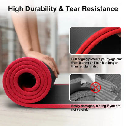 ATIVAFIT 10mm NBR Yoga & Exercise Mat 72" x 24" – Non-Slip with Carry Strap