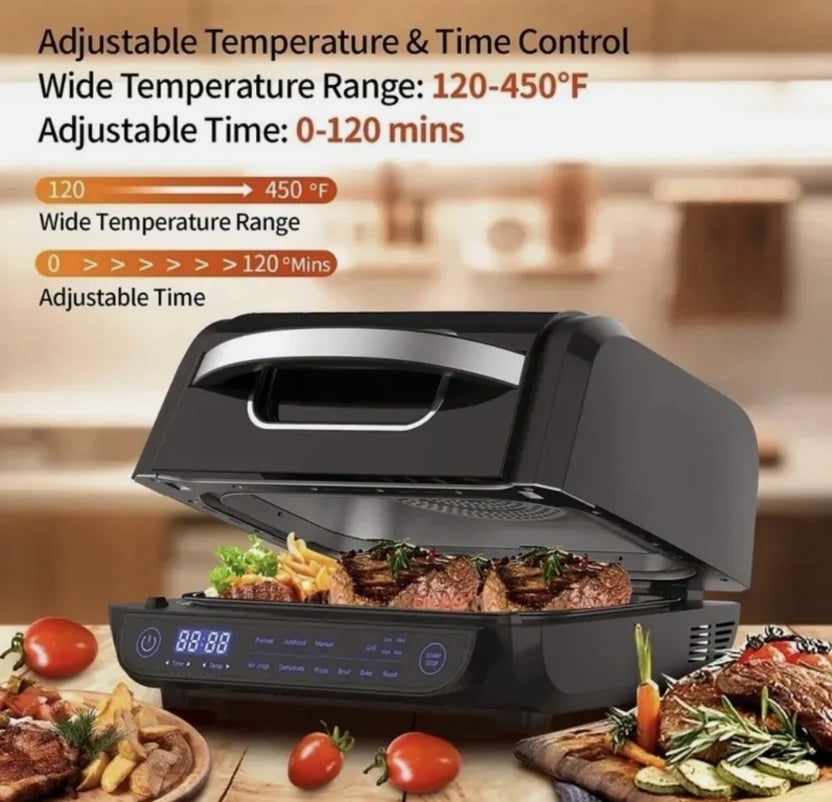TopStrong 8-in-1 Digital Health Grill & Air Fryer – Family Size 1700W Black