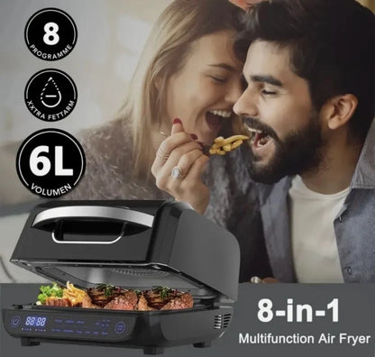 TopStrong 8-in-1 Digital Health Grill & Air Fryer – Family Size 1700W Black