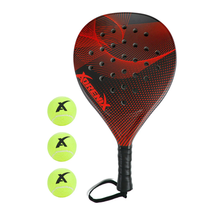 Adrenix Padel Racket Set with 3 Balls – Red Padel Tennis Starter Set