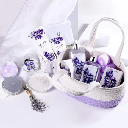 BODY & EARTH 11 Piece Lavender Spa Gift Set – Luxury Bath and Body Pamper Set for Women