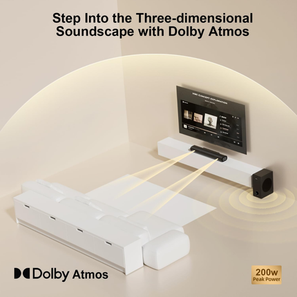 HiElite A21 2.1CH Dolby Atmos Soundbar 200W – Soundbar with Subwoofer, eARC, Bluetooth & Bass Control