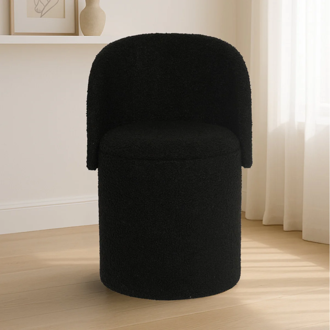 Reverie Maison Bouclé Ottoman Storage Box with Hidden Compartment