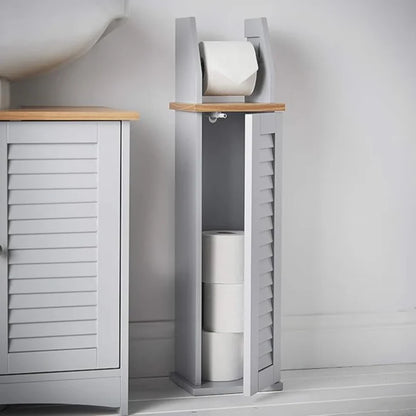 CARME Atlanta 3-Piece Bathroom Furniture Set – Grey Under-Sink Cabinet, Wall Mirror Unit & Toilet Roll Holder