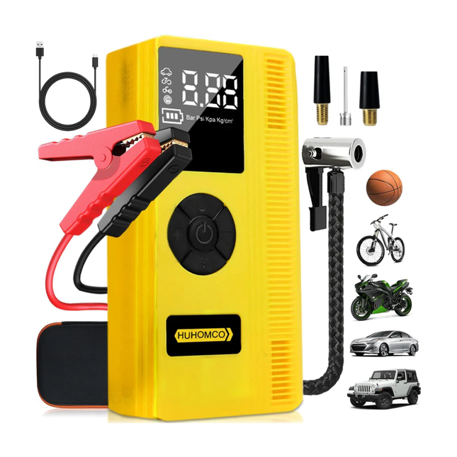 3000A 7-in-1 Car Jump Starter Power Pack 150PSI Air Compressor 12V Petrol & Diesel Portable Booster