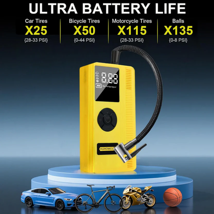 3000A 7-in-1 Car Jump Starter Power Pack 150PSI Air Compressor 12V Petrol & Diesel Portable Booster