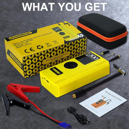 3000A 7-in-1 Car Jump Starter Power Pack 150PSI Air Compressor 12V Petrol & Diesel Portable Booster