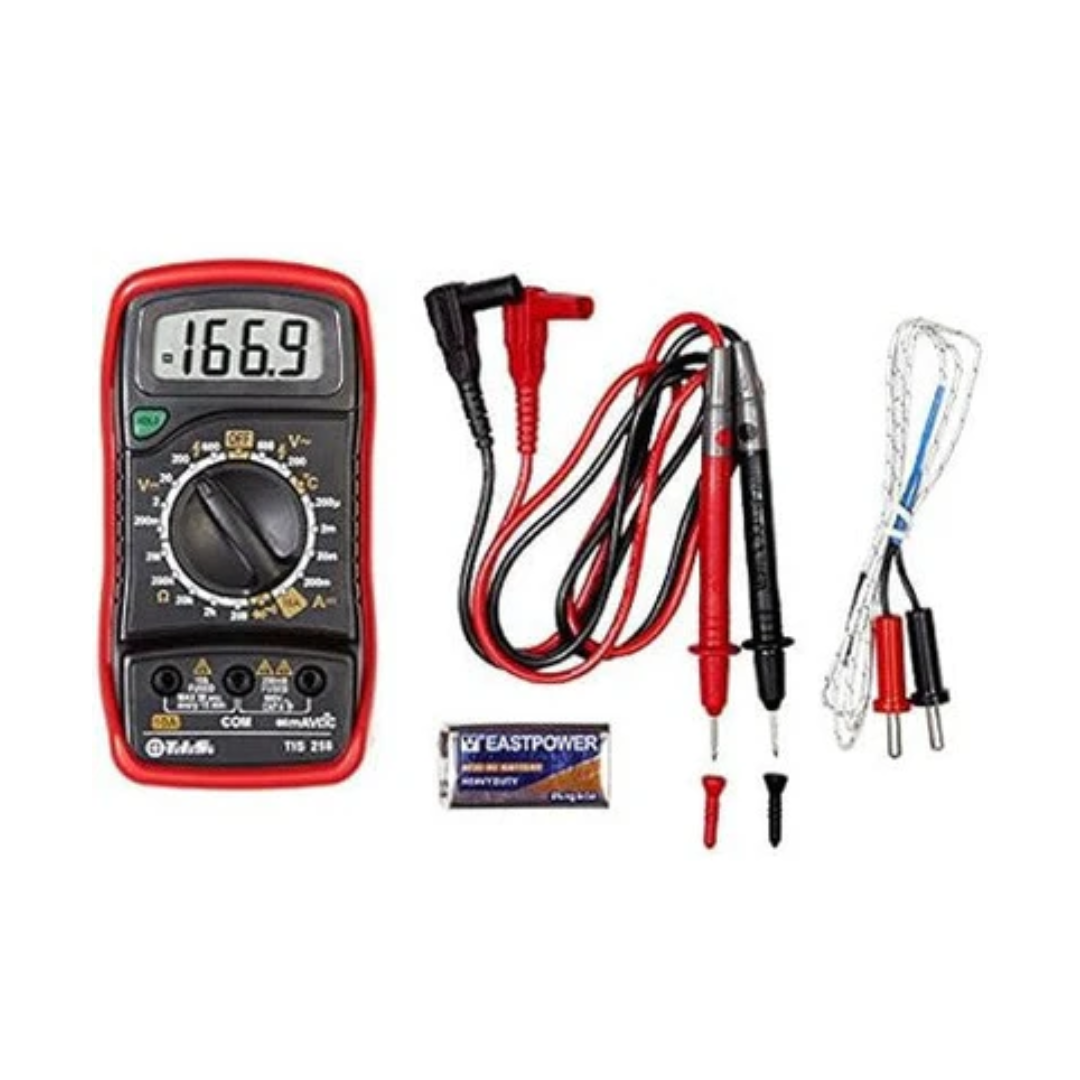 TIS 258 Pocket Digital Multimeter – Compact 2000-Count Tester with Temperature Probe