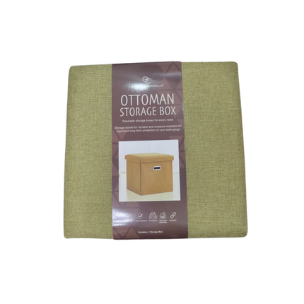 GC Gaveno Cavailia Foldable Storage Bench Box – Sage Green 38×38×38 cm – Multi-Purpose Ottoman for Home & Office