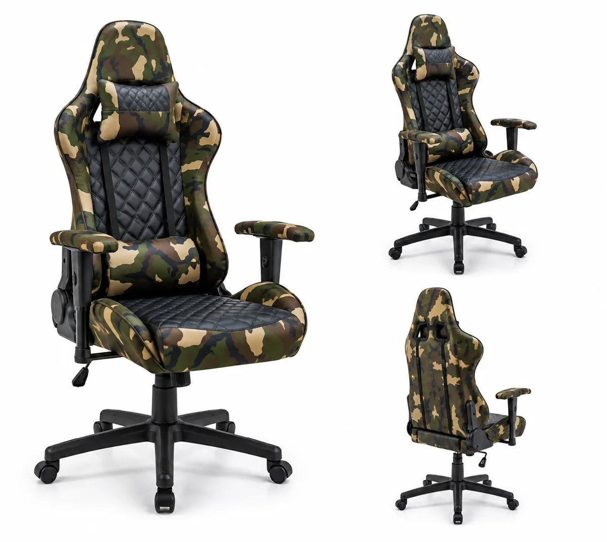 Z8502 Camouflage Gaming Chair – High Back with Lumbar Support & Padded Armrests