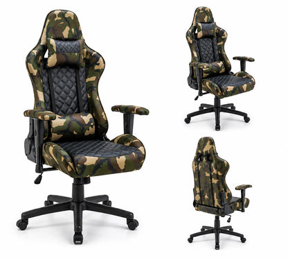 Z8502 Camouflage Gaming Chair – High Back with Lumbar Support & Padded Armrests
