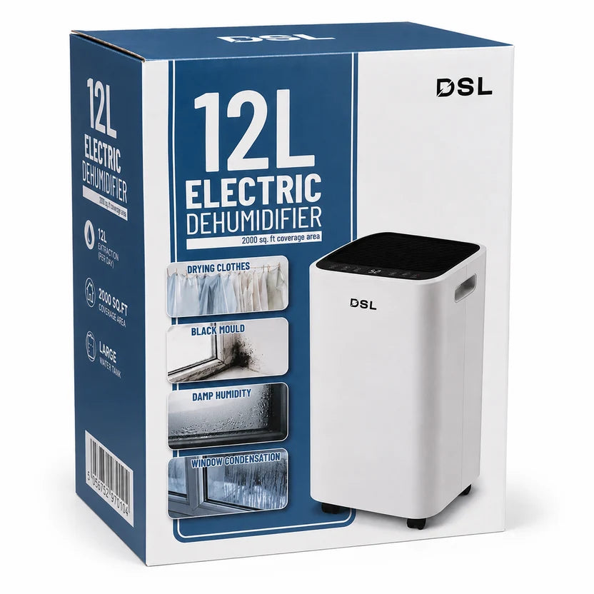 DSL 12L Electric Dehumidifier – 2000 sq. ft Coverage, Laundry Drying & Digital Control