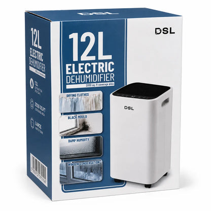 DSL 12L Electric Dehumidifier – 2000 sq. ft Coverage, Laundry Drying & Digital Control