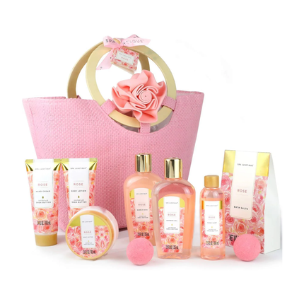Spa Luxetique 10 Piece Rose Spa Gift Set – Luxury Bath Pamper Set for Women