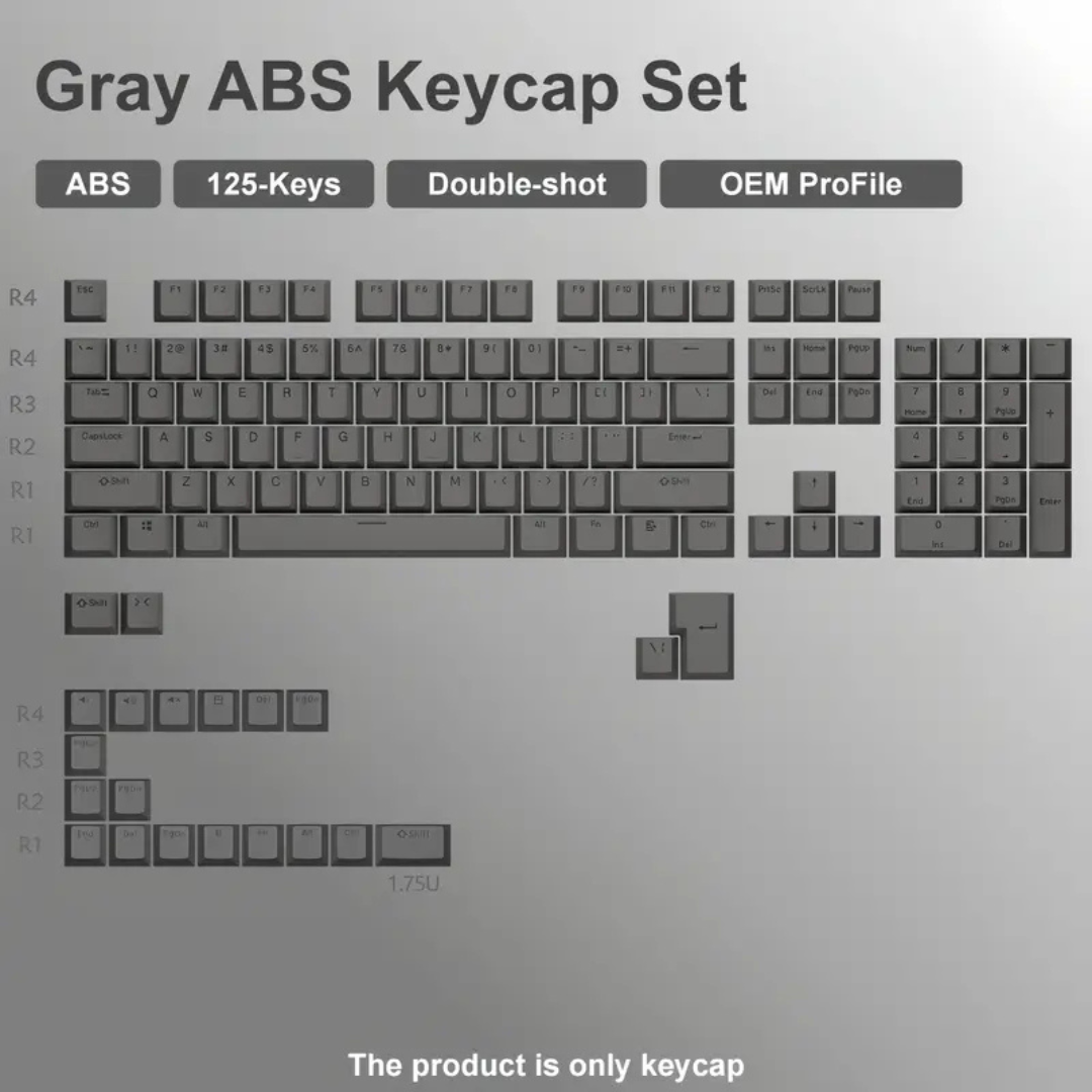 125 Key ABS Keycap Set for Mechanical Keyboards, OEM Height - GREY