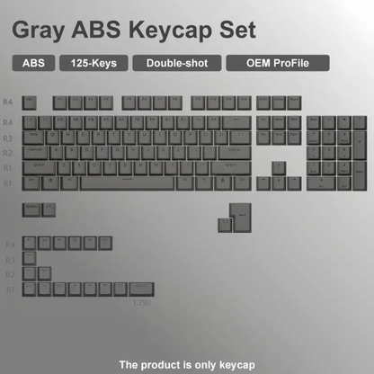 125 Key ABS Keycap Set for Mechanical Keyboards, OEM Height - GREY