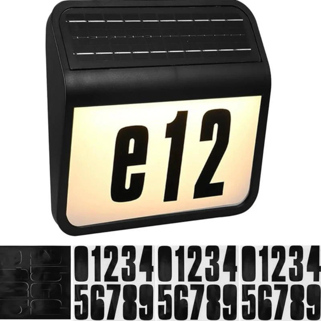 Solar House Number Light 6000K LED IP65 Waterproof Door Address Sign