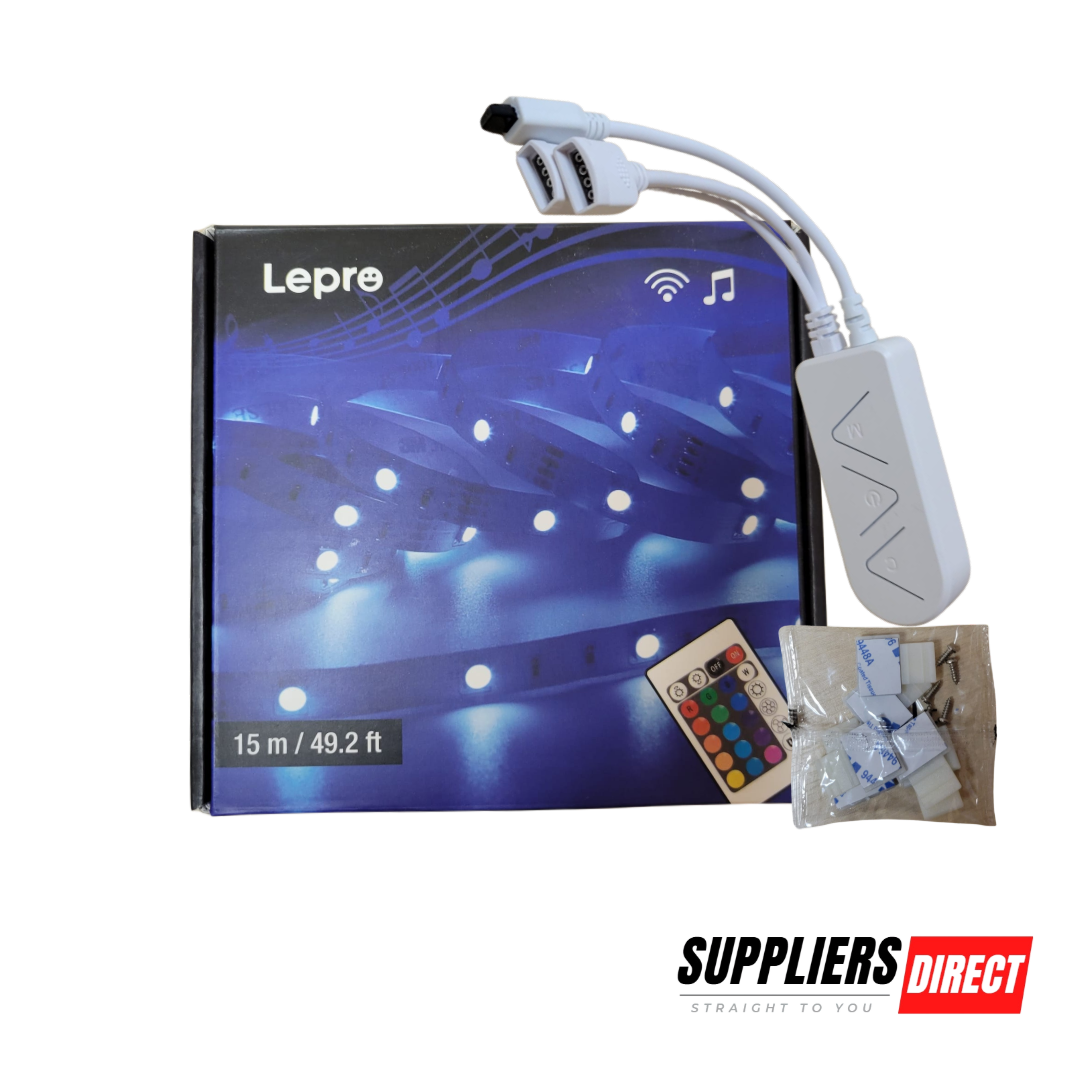 Lepro Smart RGB LED Strip Lights 15M – Voice & App Controlled, Waterproof Plug & Play Lighting Kit