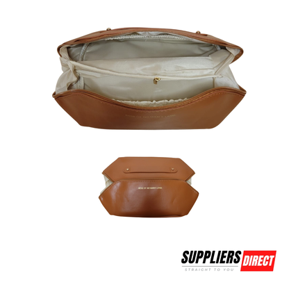 Rose of No Man’s Land Luxury Cognac Brown Leather Toiletry Bag – Premium Travel Wash Bag