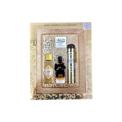 Bint Hooran Fragrance Gift Set – EDP 100ml, Perfume Mist 250ml & Air Freshener 300ml