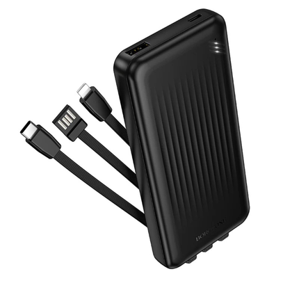 BOROFONE BJ79 10000mAh Power Bank with Built In Type C Lightning Cables Black