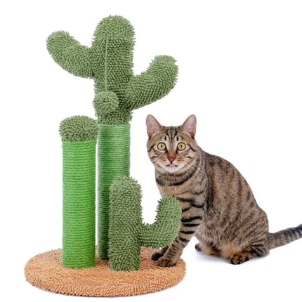 Cactus Cat Scratching Post 3 in 1 Sisal Cat Tree Brown 53cm with Hanging Toy