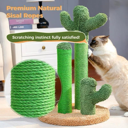 Cactus Cat Scratching Post 3 in 1 Sisal Cat Tree Brown 53cm with Hanging Toy