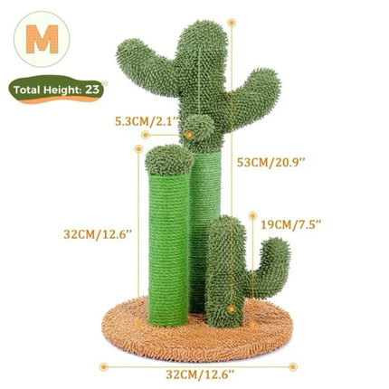 Cactus Cat Scratching Post 3 in 1 Sisal Cat Tree Brown 53cm with Hanging Toy