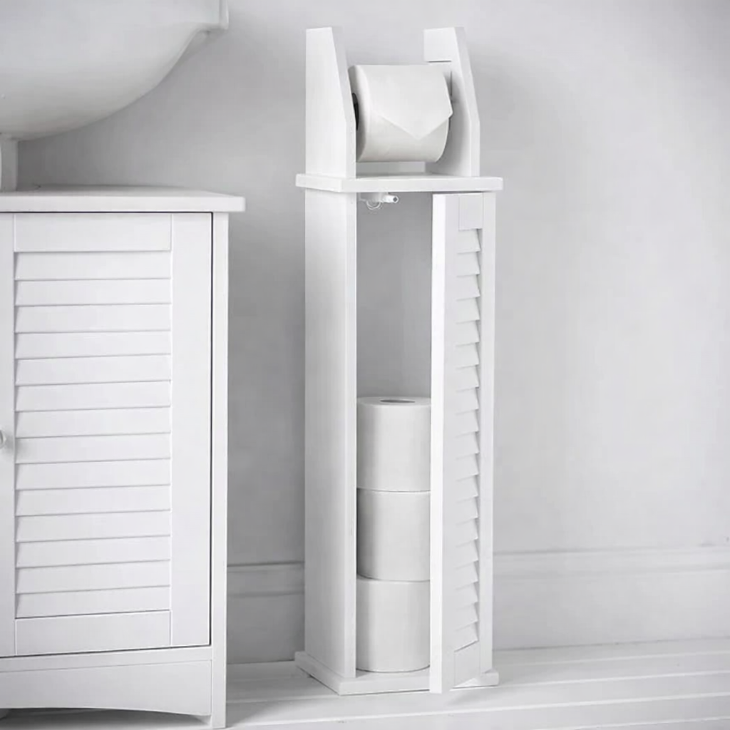 CARME Atlanta 3-Piece Bathroom Furniture Set – White - Under-Sink Cabinet, Wall Mirror Unit & Toilet Roll Holder (OFFER)