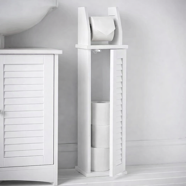 CARME Atlanta 3-Piece Bathroom Furniture Set – White - Under-Sink Cabinet, Wall Mirror Unit & Toilet Roll Holder (OFFER)