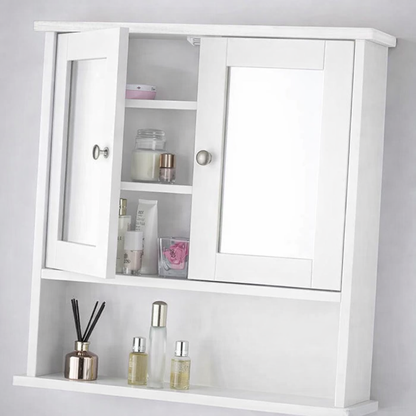 CARME Atlanta 3-Piece Bathroom Furniture Set – White - Under-Sink Cabinet, Wall Mirror Unit & Toilet Roll Holder (OFFER)