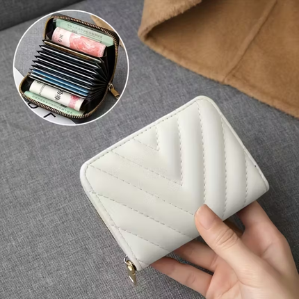 Women’s Elegant PU Leather Wallet – Large Capacity Zipper Purse with Golden-Tone Hardware & Multi-Card Holder