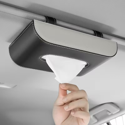 Premium PU Leather Car Tissue Holder – Sleek Black Hanging Organizer for Easy Access & Stylish Car Interior