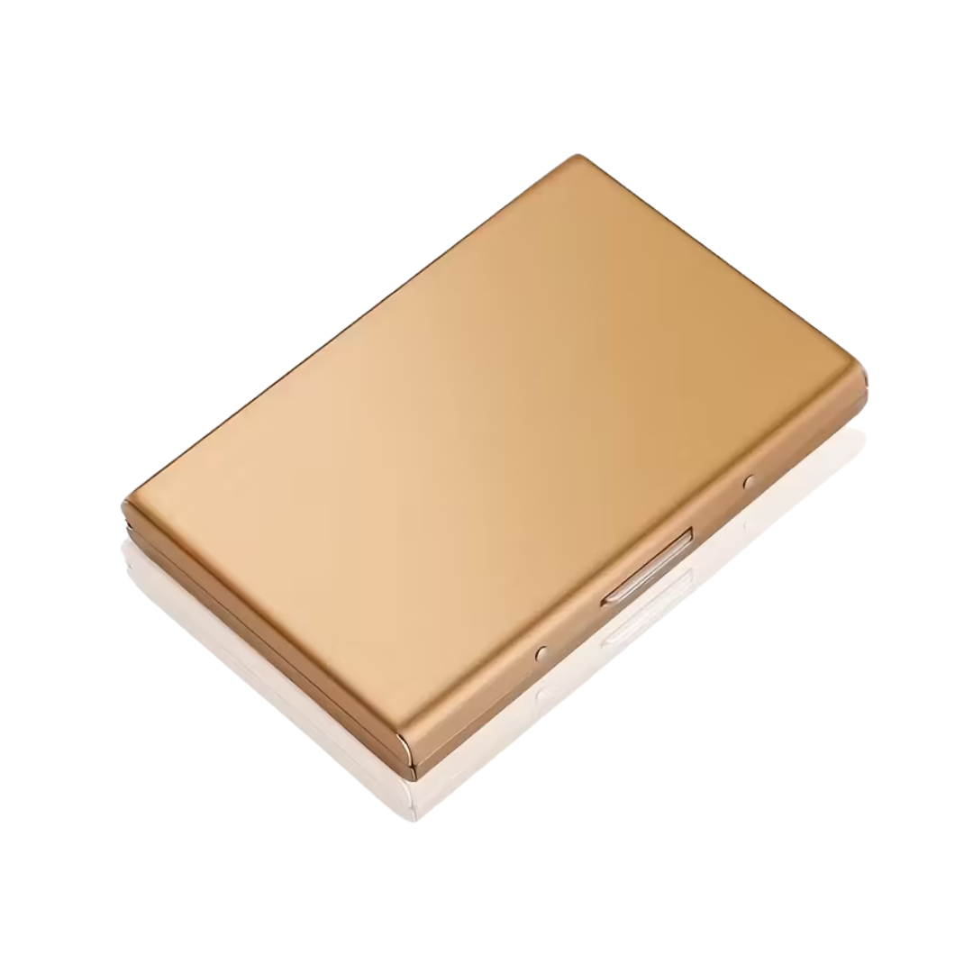 Premium Gold Stainless Steel RFID Blocking Card Holder – Sleek Metal Wallet for Men with Multiple Compartments