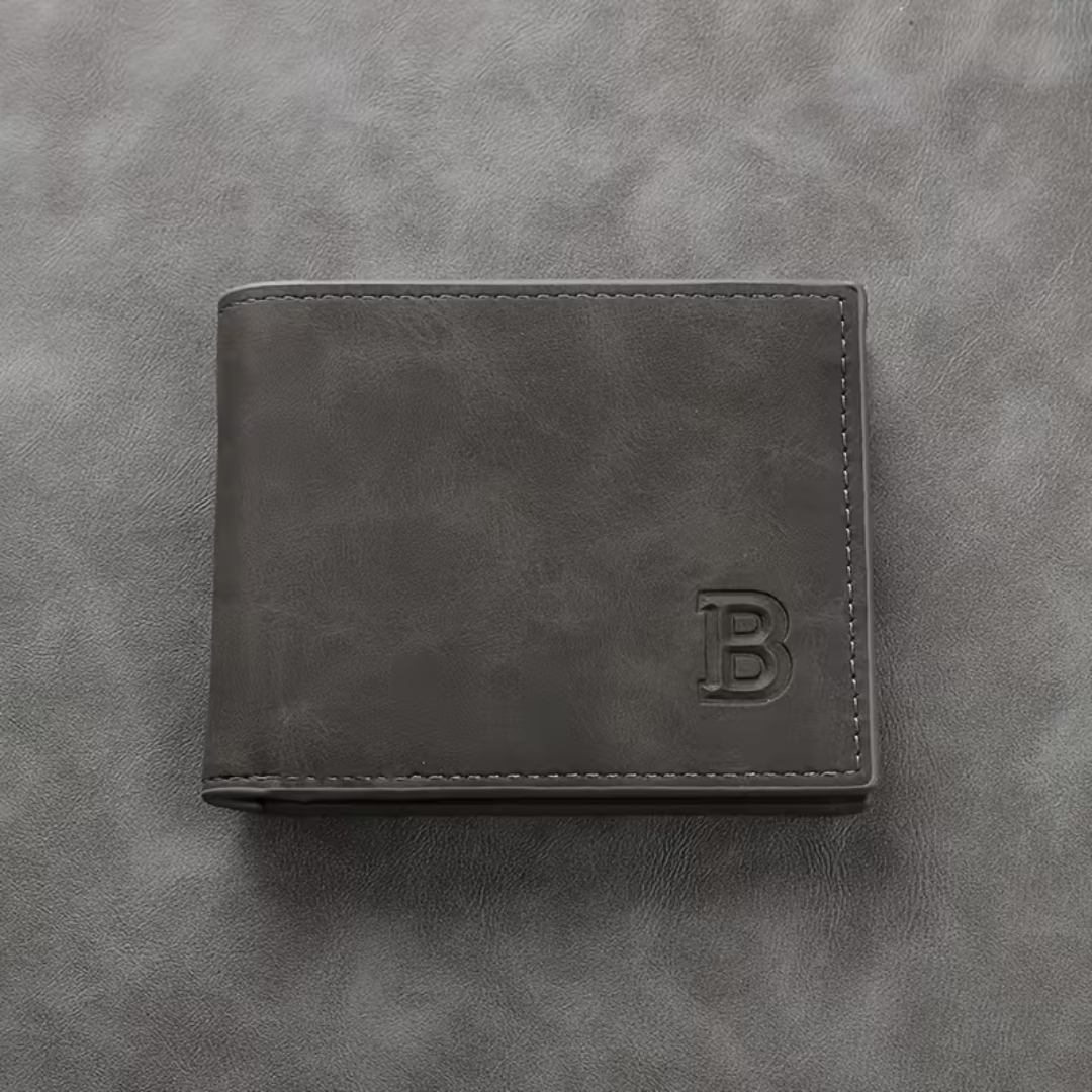 Men’s Vintage 2-Fold Wallet – Black PU Leather Retro Business Wallet with Multiple Card Slots