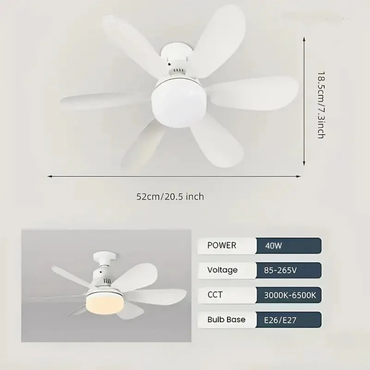 LED Flower Fan Light E27 Socket Ceiling Fan with Remote Control and Adjustable Lighting
