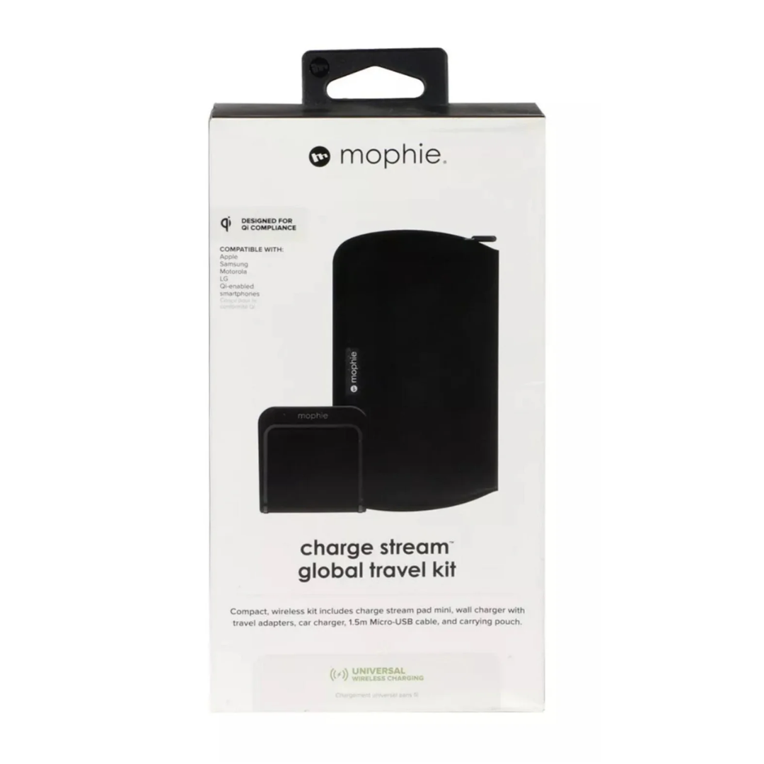 Mophie Charge Stream Global Travel Kit – Universal Qi Wireless Charger with Car Adapter